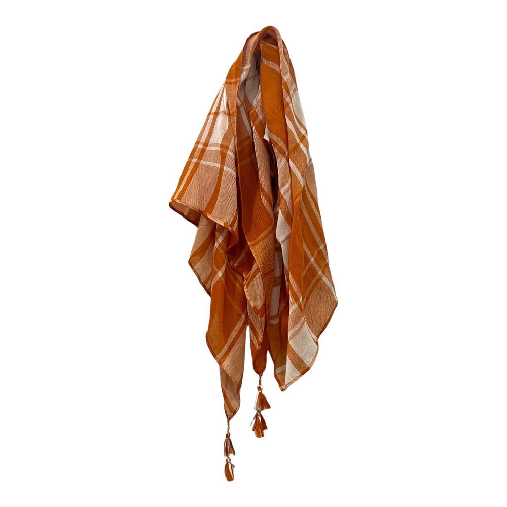 NWT Altar'd State Orange White Tennessee Go Vols UT Plaid Tassel Scarf - Picture 5 of 7